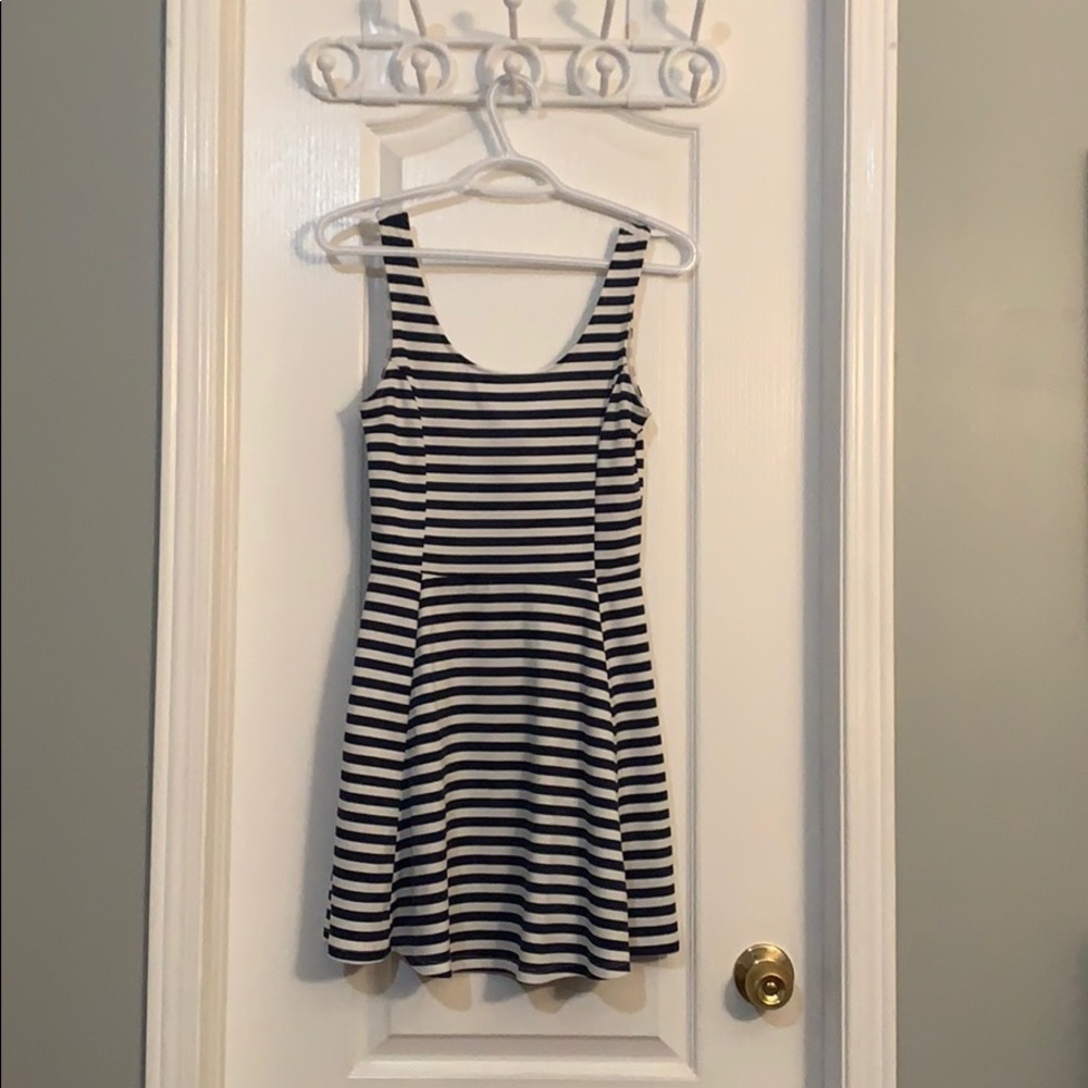 Navy Blue Striped Mini Dress